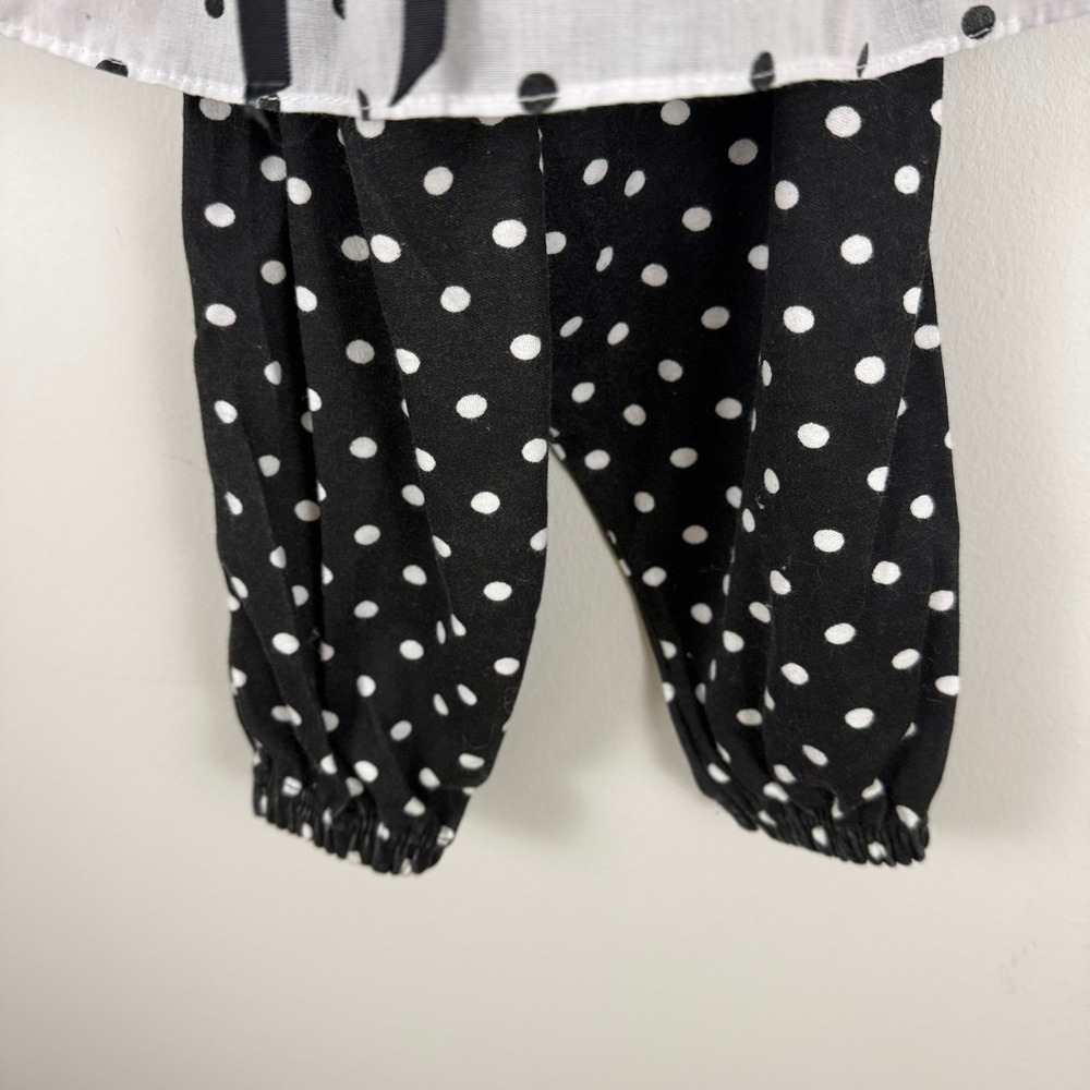 Vintage Polka Dot Ruffle Tunic and Bloomer Set Black White Kids 2-Piece - Picture 3 of 6